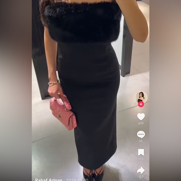 🔥🔥zara faux fur midi dress